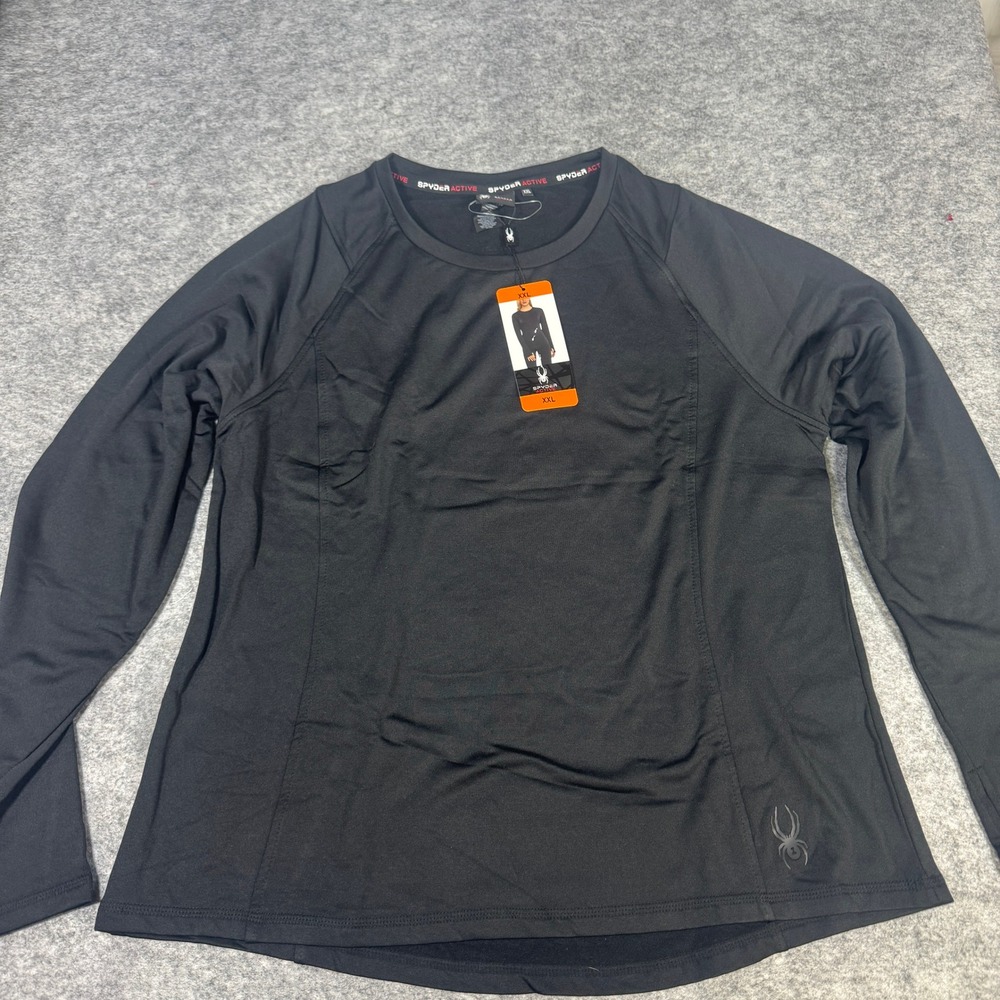Spyder Active Womens XXL Black Long Sleeve Base Layer Top SP129U NWT
